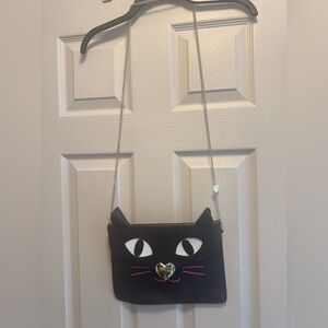 Black Cat Face Betsy Johnson Crossbody Bag